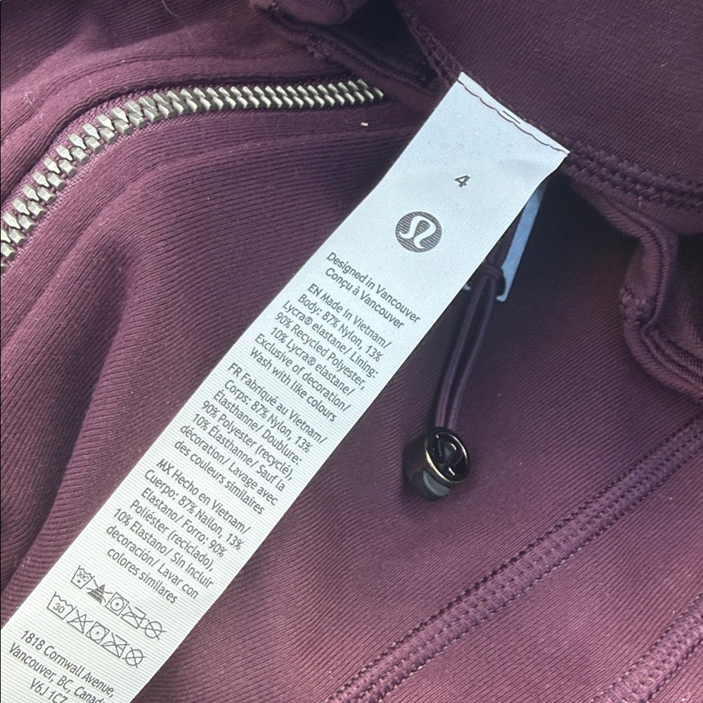 Lululemon Define Track Jacket Luon Black Plum Size 4 NWT 💜✨ - Picture 7 of 7